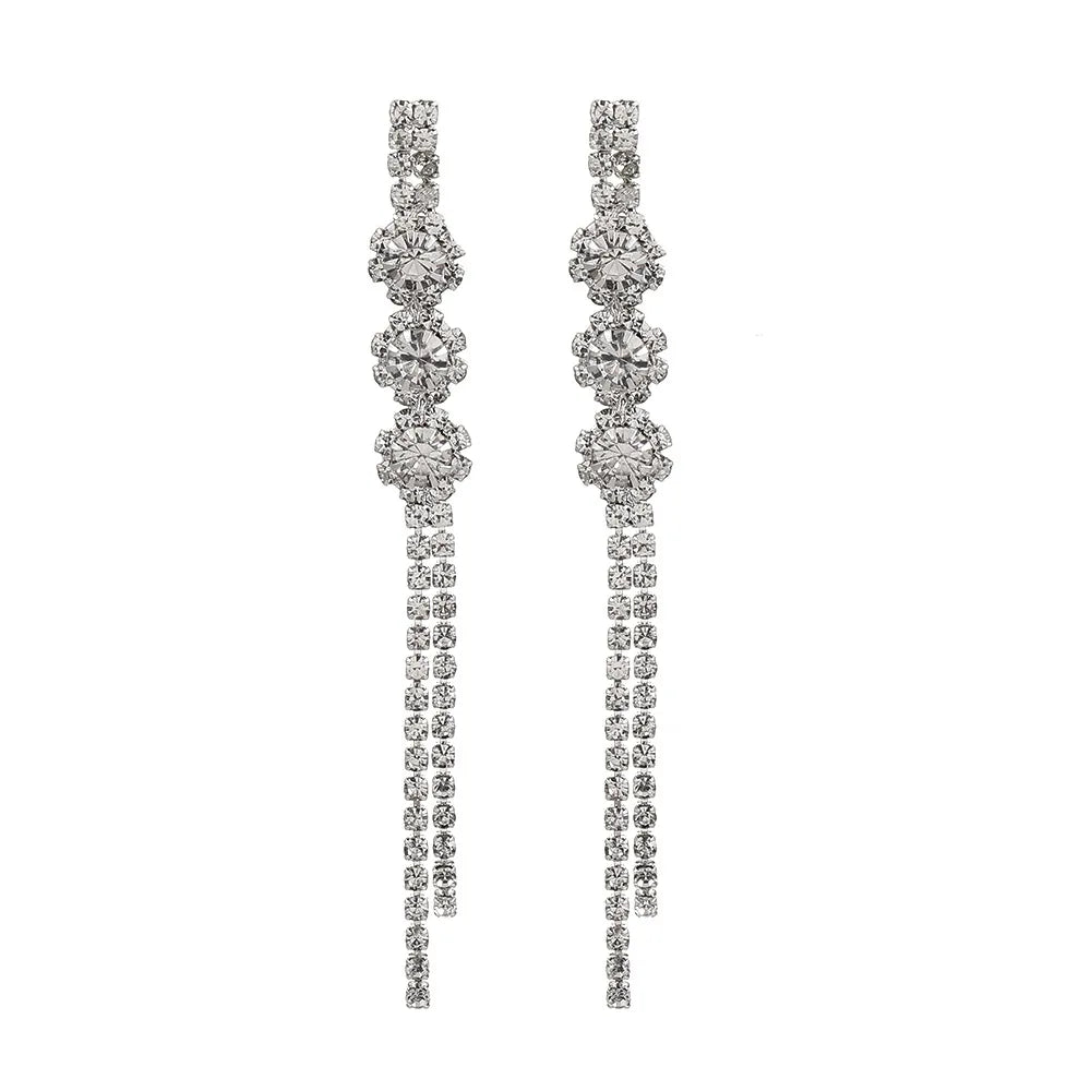 Fashion Tassel Alloy Rhinestone Women'S Dangling Earrings 1 Pair