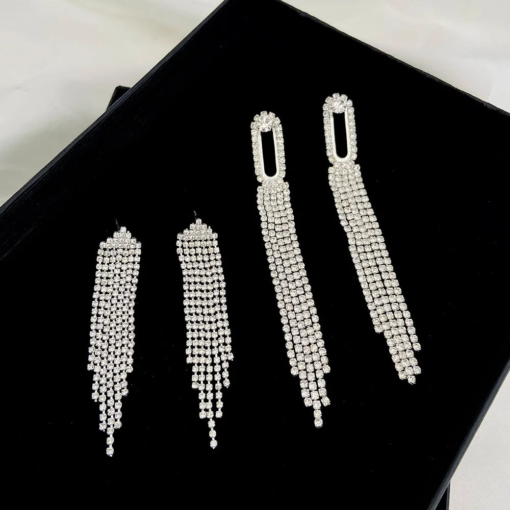 Fashion Tassel Alloy Rhinestone Women'S Dangling Earrings 1 Pair