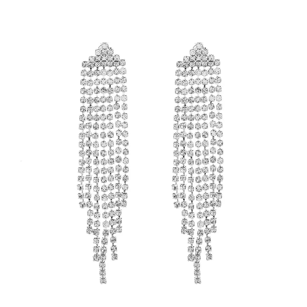 Fashion Tassel Alloy Rhinestone Women'S Dangling Earrings 1 Pair