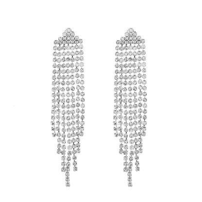 Fashion Tassel Alloy Rhinestone Women'S Dangling Earrings 1 Pair