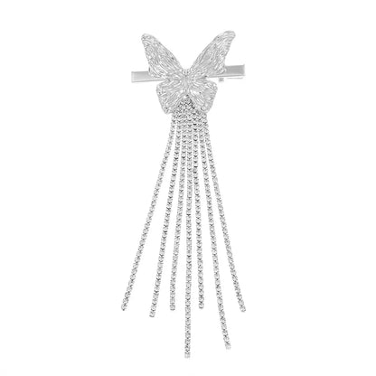 Fashion Tassel Bow Knot Alloy Rhinestone Hair Clip