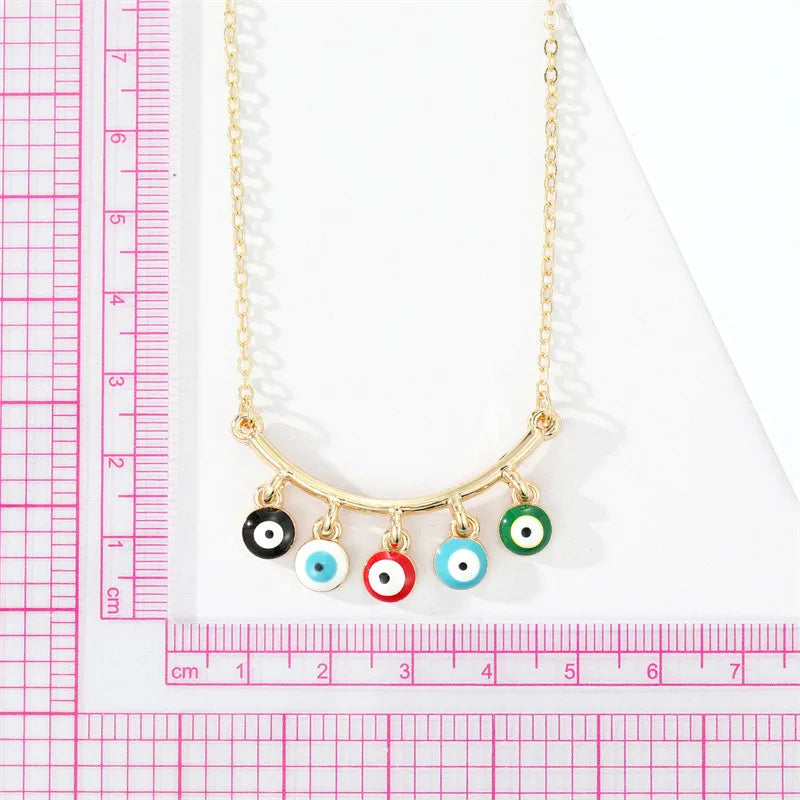 Fashion Tassel Colored Devil Eye Pendant Resin Turkey Eye Collarbone Chain