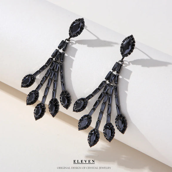 Fashion Tassel Copper Plating Inlay Artificial Diamond Pearl Drop Earrings 1 Pair