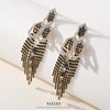 Fashion Tassel Copper Plating Inlay Artificial Diamond Pearl Drop Earrings 1 Pair