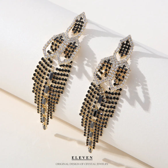 Fashion Tassel Copper Plating Inlay Artificial Diamond Pearl Drop Earrings 1 Pair
