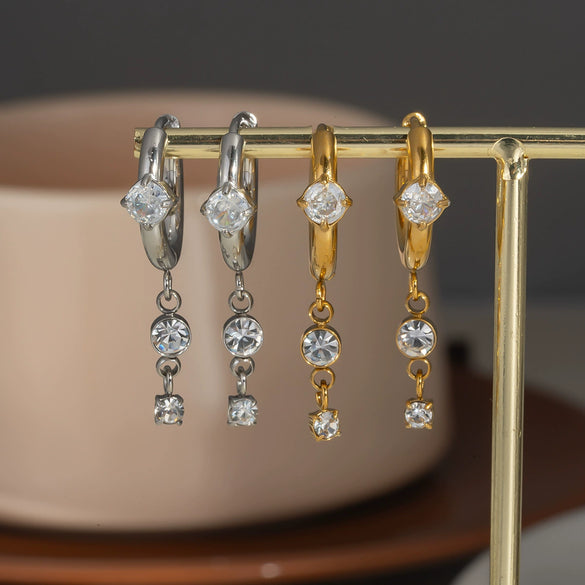 Fashion Tassel Light Luxury Design Women's Geometric Earrings Pendant Jewelry In Stainless Steel With Pvd Furnace Vacuum Real Gold Plating