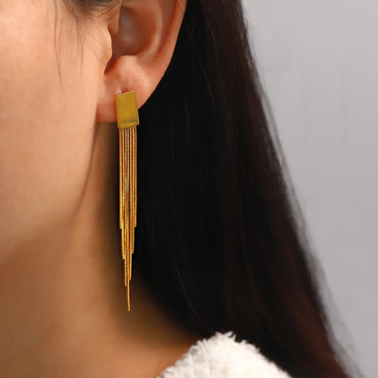 1 Pair Fashion Tassel Plating Stainless Steel Drop Earrings