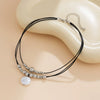 Fashion Temperament Alien Imitation Pearl Pendant Necklace Geometric Handmade Wax Thread