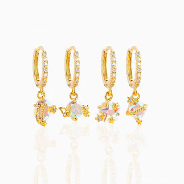 Fashion Star Butterfly Brass Plating Zircon Earrings