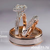 Fashion Three-piece Ring Rose Gold Sparkling Zircon Copper Ring Luxury Engagement Ring