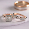 Fashion Three-piece Ring Rose Gold Sparkling Zircon Copper Ring Luxury Engagement Ring