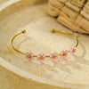 Fashion Titanium Steel And Stainless Steel Flower And Cross Bracelet With Electroplating Treatment And Zircon Inlay