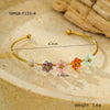 Fashion Titanium Steel And Stainless Steel Flower And Cross Bracelet With Electroplating Treatment And Zircon Inlay