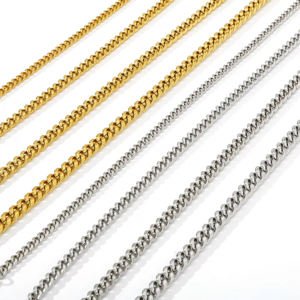 Fashion Titanium Steel And Stainless Steel Round Grinding Cuban Chain Necklace With Wave Pattern And Geometric Style Unisex Jewelry With Electroplating Treatment