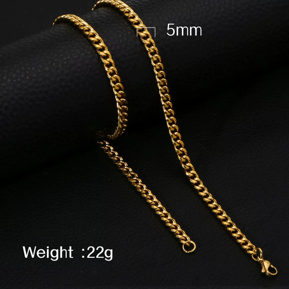 Fashion Titanium Steel And Stainless Steel Round Grinding Cuban Chain Necklace With Wave Pattern And Geometric Style Unisex Jewelry With Electroplating Treatment