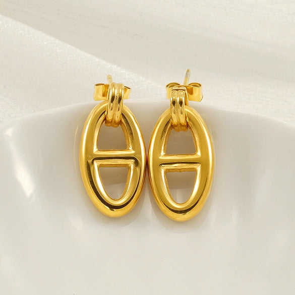 Fashion Titanium Steel Animal Zodiac Pig Nose Hollow Electroplated Women's Earrings