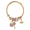 Fashion Titanium Steel Bracelet For Women With Crystal Beaded Key Crown Love Pendant And Diamonds