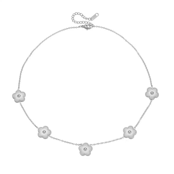 Fashion Titanium Steel Five Leaf Clover Electroplated Jewelry Set Necklace Bracelet
