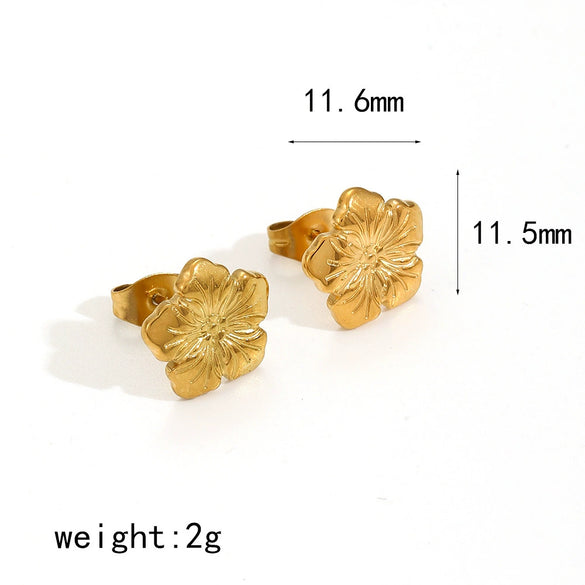 Fashion Titanium Steel Flower Earrings For Ladies With Electroplating
