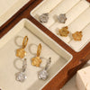 Fashion Titanium Steel Flower Earrings For Ladies With Electroplating