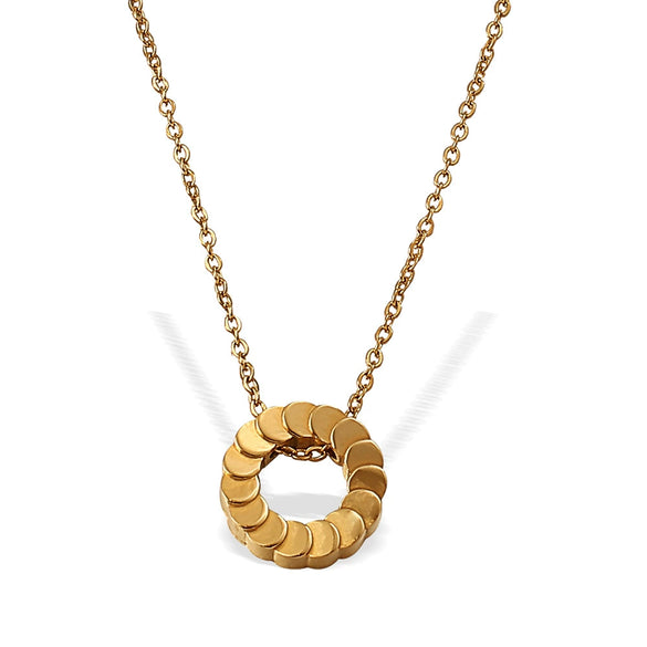 Fashion 316L Stainless Steel Geometric Round Pendant Clavicle Chain