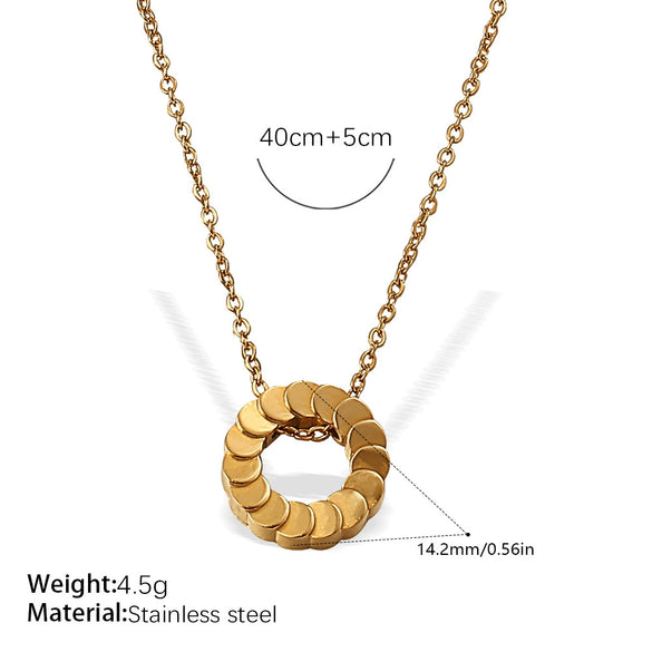 Fashion 316L Stainless Steel Geometric Round Pendant Clavicle Chain
