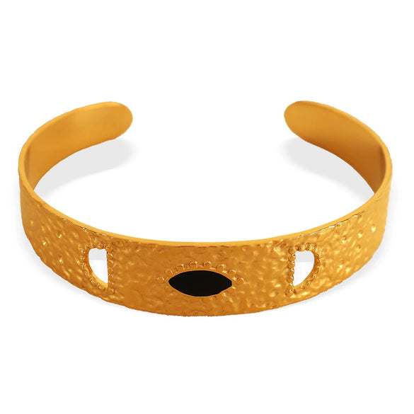 Fashion 316L Stainless Steel Goldplated Cshaped Opening Adjustable Bracelet With Oil Dropping Design And Electroplating Process