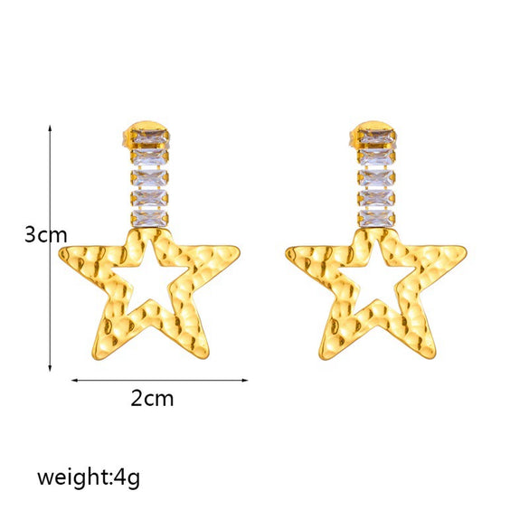 Fashion Titanium Steel Goldplated Fivepointed Star Stud Earrings For Women