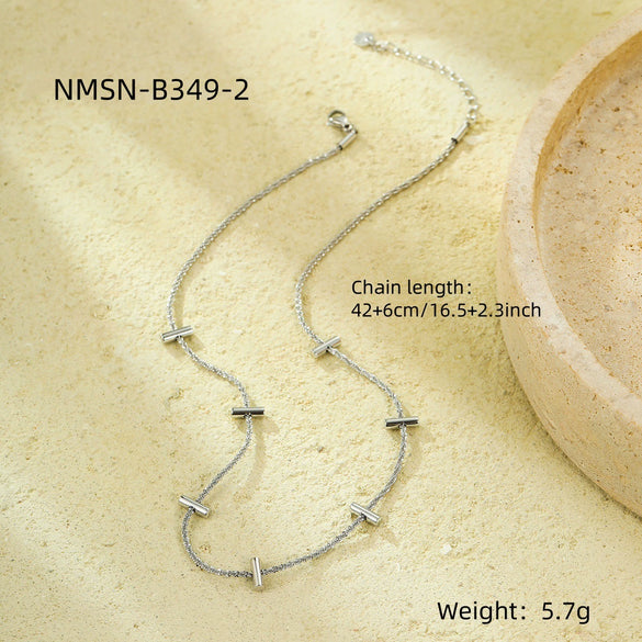 Fashion Titanium Steel Goldplated Thin Strip Collarbone Necklace With Electroplating Treatment