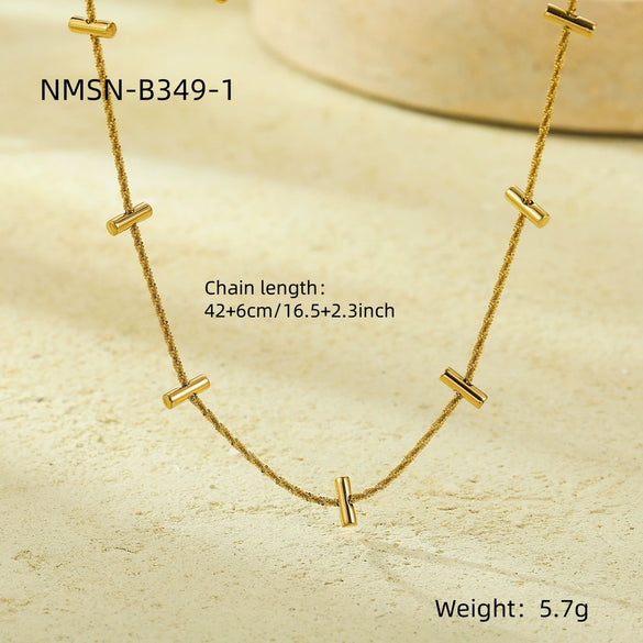 Fashion Titanium Steel Goldplated Thin Strip Collarbone Necklace With Electroplating Treatment