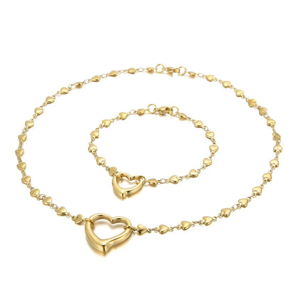 Titanium Steel 18K Gold Plated Simple Style Heart