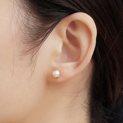 Fashion Titanium Steel Inlaid Pearl Stud Earrings Single Wholesale