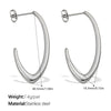 Fashion 316L Stainless Steel Minimalist Cshaped Women's Earrings With Electroplating