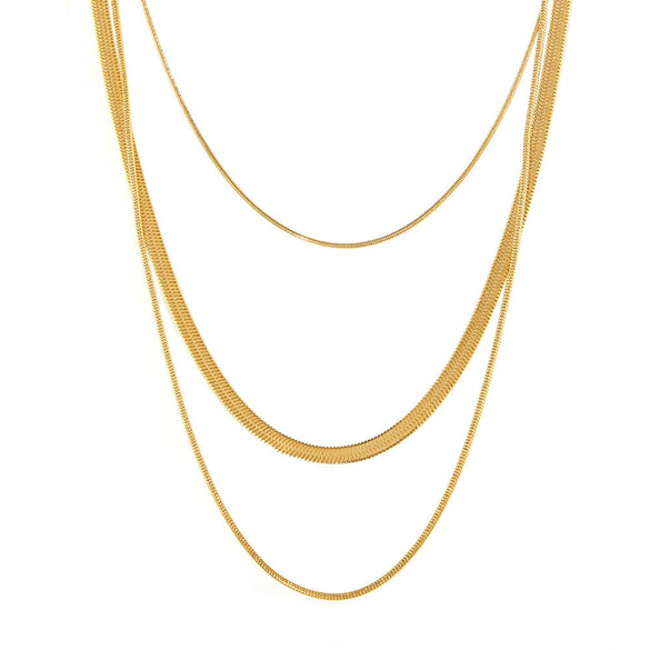 Fashion 316L Stainless Steel Necklace Hiphop Style Multilayer Stacked Choker Geometric Electroplating Light Luxury Men's And Women's Same Style