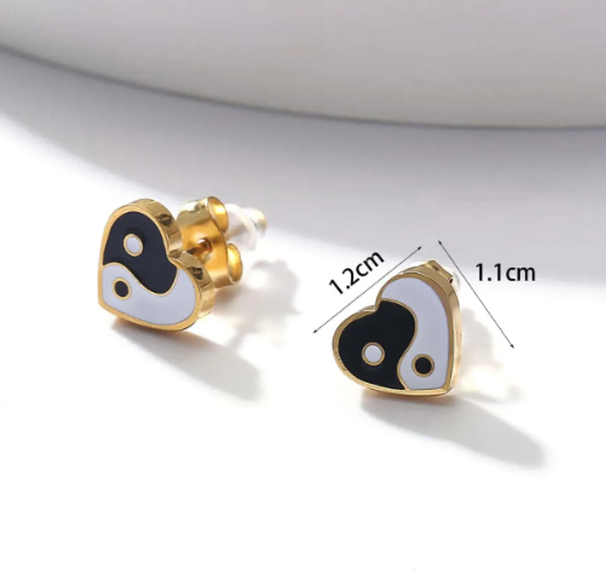 Fashion Titanium Steel Simple Tai Chi Heart-shaped Stud Earrings