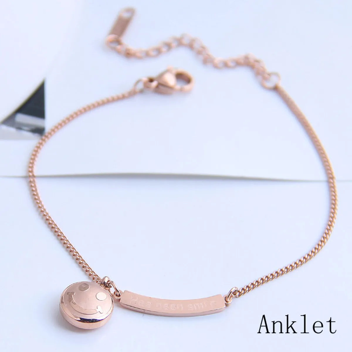 Fashion Titanium Steel Smiley Face Anklet