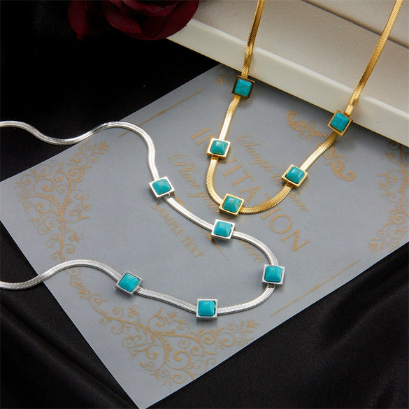 Fashion Titanium Steel Snake Bone Chain Geometric Clavicle Necklace With Electroplating