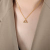Fashion 316L Stainless Steel Twelve Constellation Geometric Rhinestone Inlaid Necklace Accessories