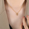 Fashion 316L Stainless Steel Twelve Constellation Geometric Rhinestone Inlaid Necklace Accessories