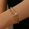 Fashion Titanium Steel Women's Bracelet With Nine Pearl Threelayer Design Cartoon Plant Flowers Electroplated