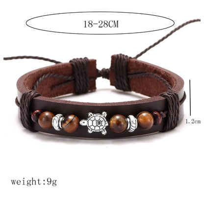 Fashion Tortoise Alloy Leather Beaded Unisex Bracelets