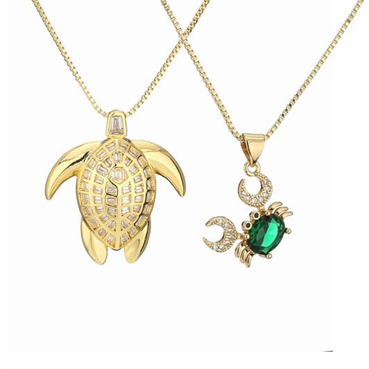 Fashion Tortoise Crab Copper Inlay Zircon Necklace