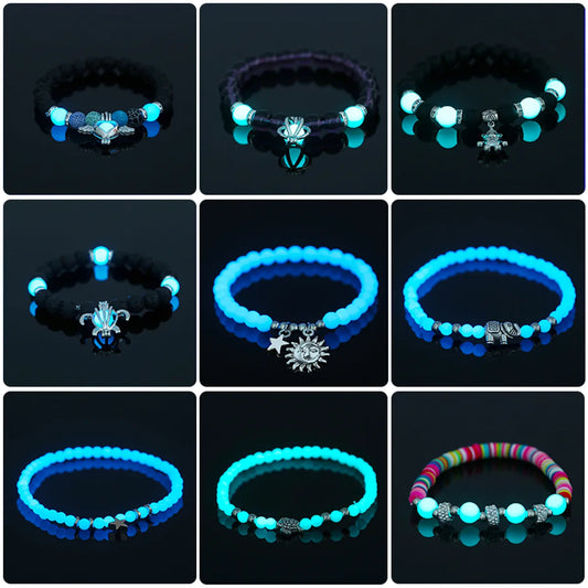 Fashion Tortoise Sun Heart Shape Natural Stone Beaded Luminous Inlay Zircon Bracelets 1 Piece