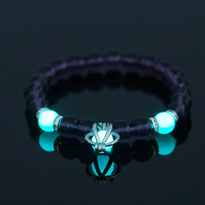 Fashion Tortoise Sun Heart Shape Natural Stone Beaded Luminous Inlay Zircon Bracelets 1 Piece