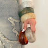 Fashion Translucent Smudged Acrylic Handmade Bracelet For Women Round Wide