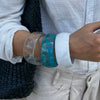 Fashion Translucent Smudged Acrylic Handmade Bracelet For Women Round Wide