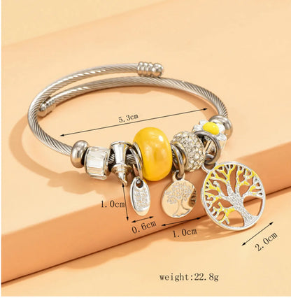 Fashion Tree Alloy Steel Plating Rhinestones Bangle