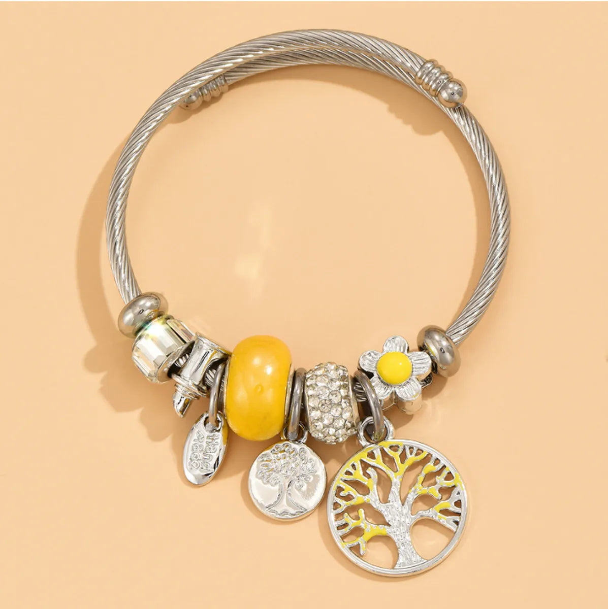 Fashion Tree Alloy Steel Plating Rhinestones Bangle