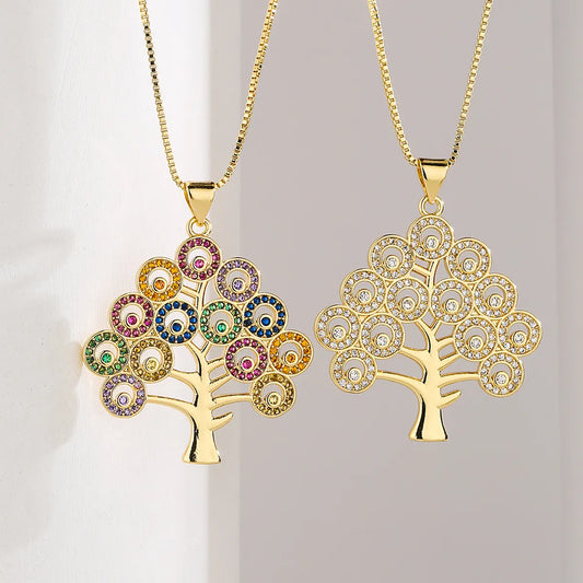 Fashion Tree Copper Plating Zircon Pendant Necklace 1 Piece