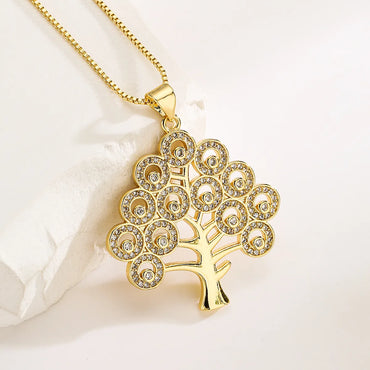 Fashion Tree Copper Plating Zircon Pendant Necklace 1 Piece